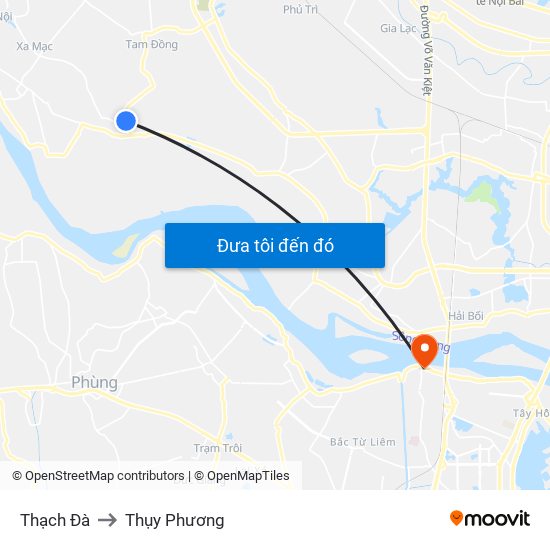 Thạch Đà to Thụy Phương map