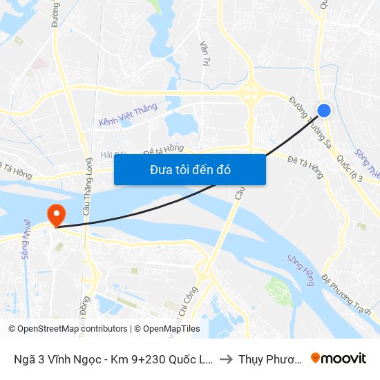 Ngã 3 Vĩnh Ngọc - Km 9+230 Quốc Lộ 3 to Thụy Phương map