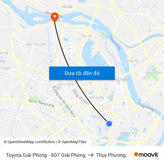 Toyota Giải Phóng - 807 Giải Phóng to Thụy Phương map