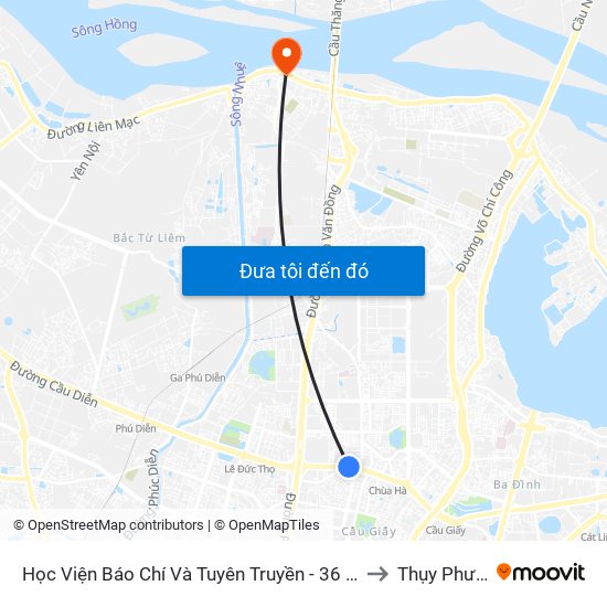 Học Viện Báo Chí Và Tuyên Truyền - 36 Xuân Thủy to Thụy Phương map