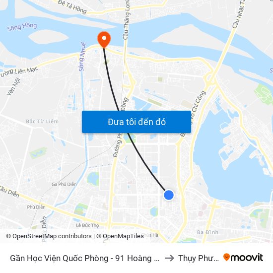 Gần Học Viện Quốc Phòng - 91 Hoàng Quốc Việt to Thụy Phương map