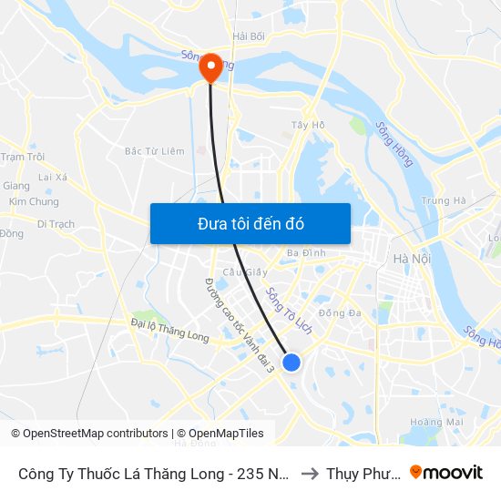 Công Ty Thuốc Lá Thăng Long - 235 Nguyễn Trãi to Thụy Phương map