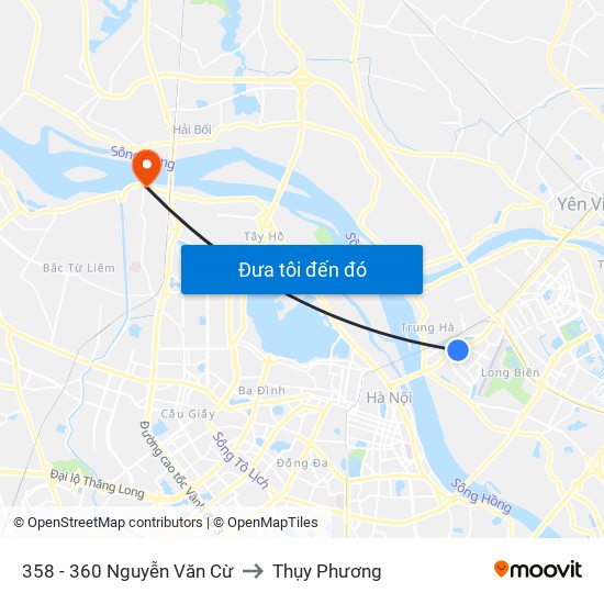358 - 360 Nguyễn Văn Cừ to Thụy Phương map