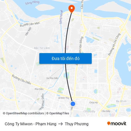 Công Ty Miwon - Phạm Hùng to Thụy Phương map