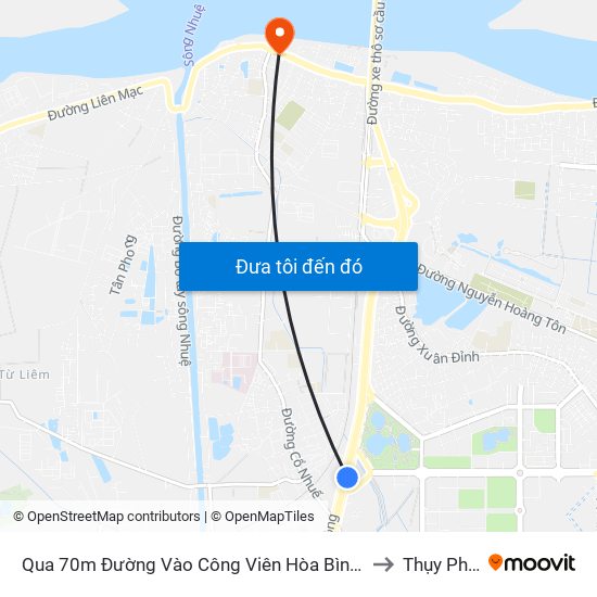 Qua 70m Đường Vào Công Viên Hòa Bình - Phạm Văn Đồng to Thụy Phương map
