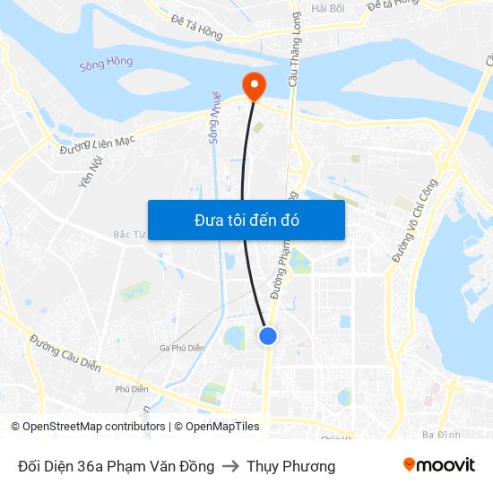 Đối Diện 36a Phạm Văn Đồng to Thụy Phương map