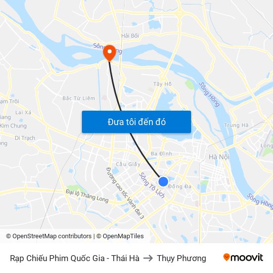 Rạp Chiếu Phim Quốc Gia - Thái Hà to Thụy Phương map