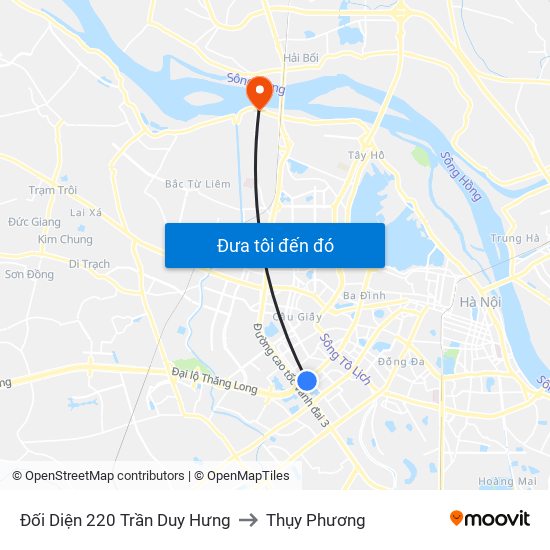 Đối Diện 220 Trần Duy Hưng to Thụy Phương map