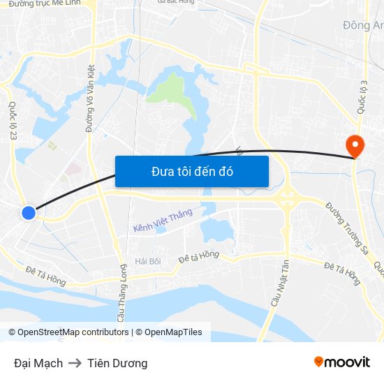 Đại Mạch to Tiên Dương map