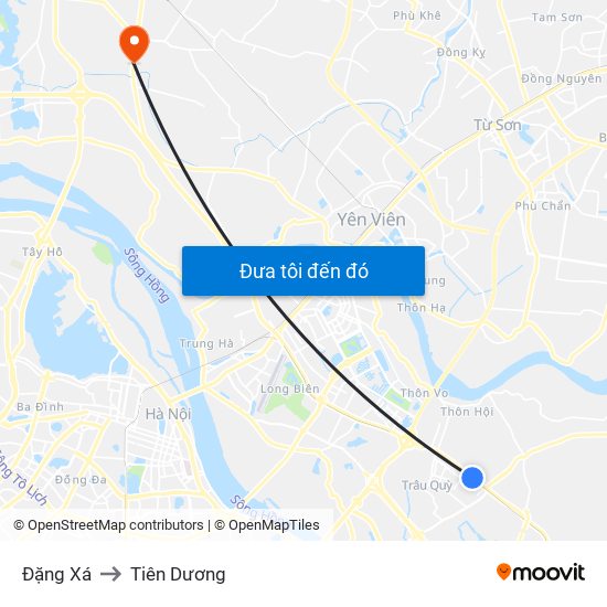 Đặng Xá to Tiên Dương map