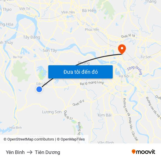 Yên Bình to Tiên Dương map