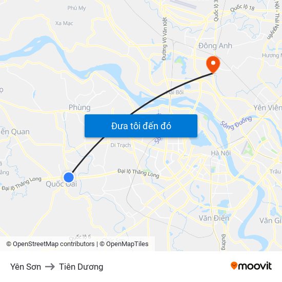 Yên Sơn to Tiên Dương map