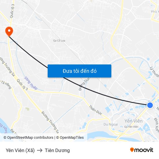 Yên Viên (Xã) to Tiên Dương map