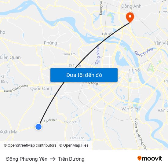 Đông Phương Yên to Tiên Dương map