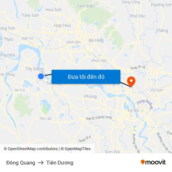 Đông Quang to Tiên Dương map