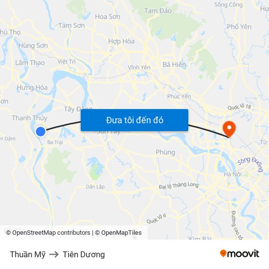 Thuần Mỹ to Tiên Dương map