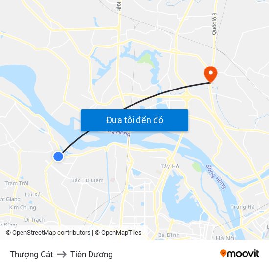 Thượng Cát to Tiên Dương map