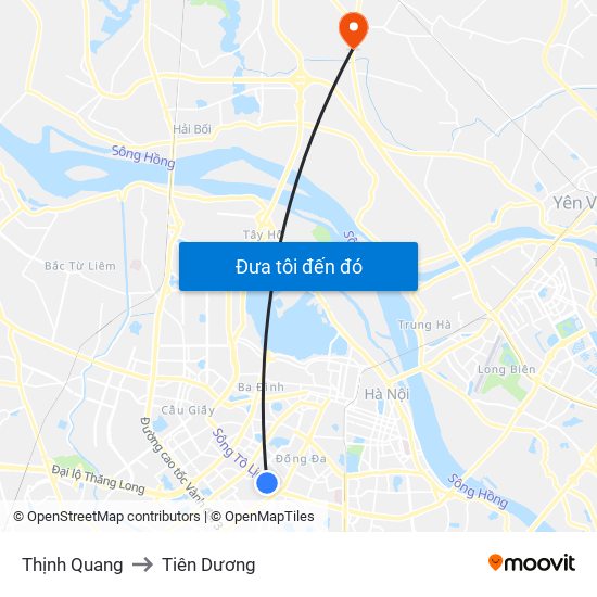 Thịnh Quang to Tiên Dương map