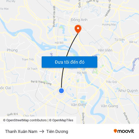 Thanh Xuân Nam to Tiên Dương map
