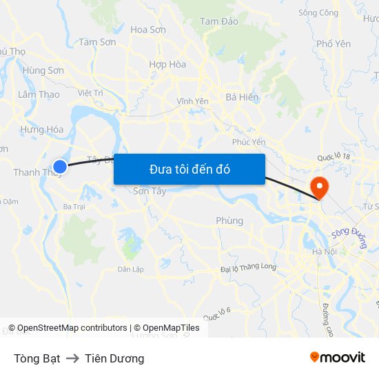 Tòng Bạt to Tiên Dương map