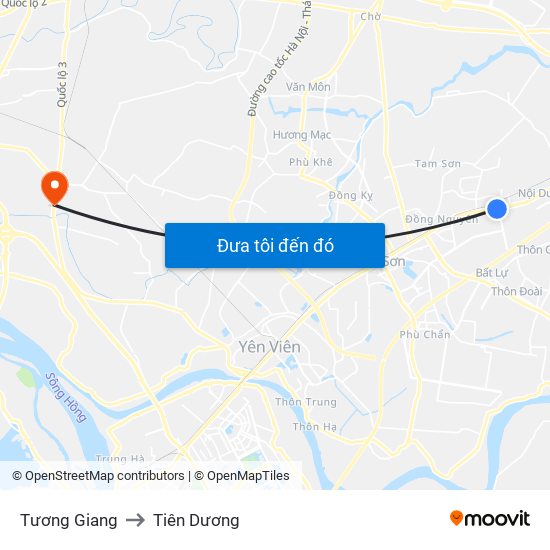 Tương Giang to Tiên Dương map