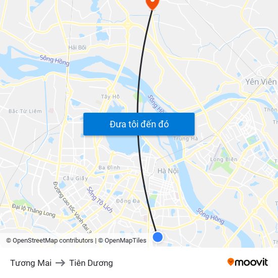 Tương Mai to Tiên Dương map