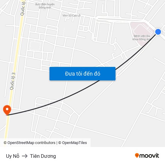 Uy Nỗ to Tiên Dương map