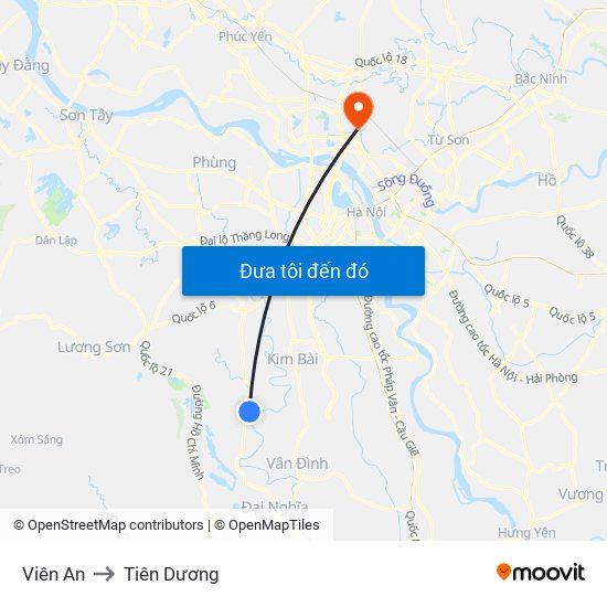 Viên An to Tiên Dương map