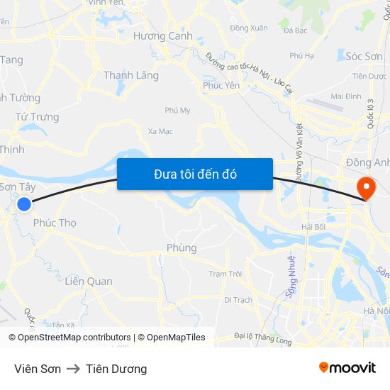 Viên Sơn to Tiên Dương map