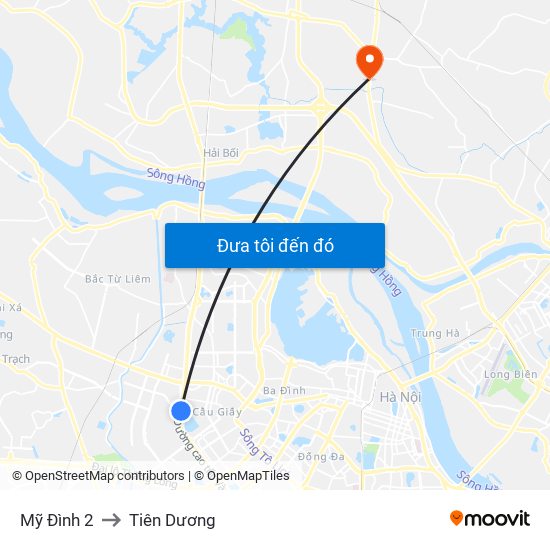 Mỹ Đình 2 to Tiên Dương map