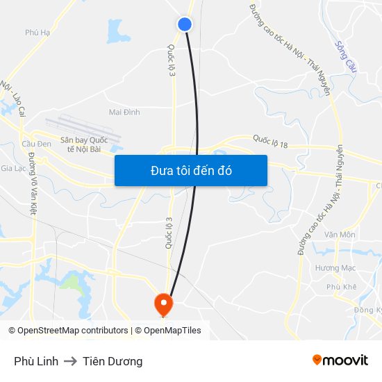 Phù Linh to Tiên Dương map