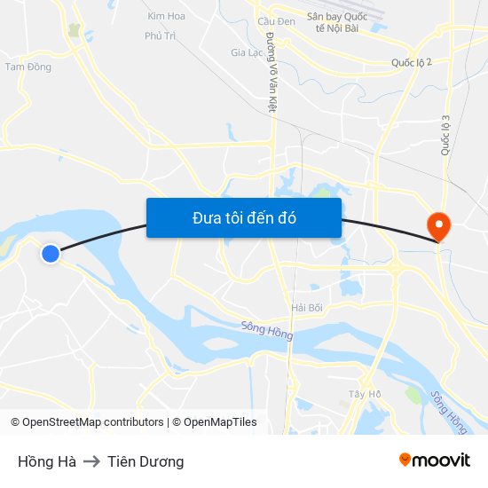 Hồng Hà to Tiên Dương map