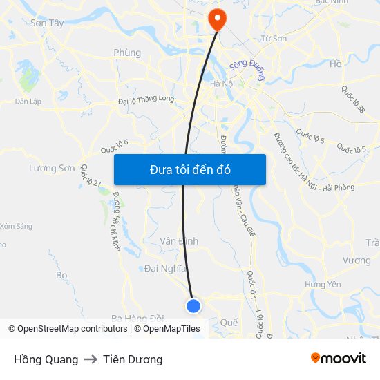 Hồng Quang to Tiên Dương map