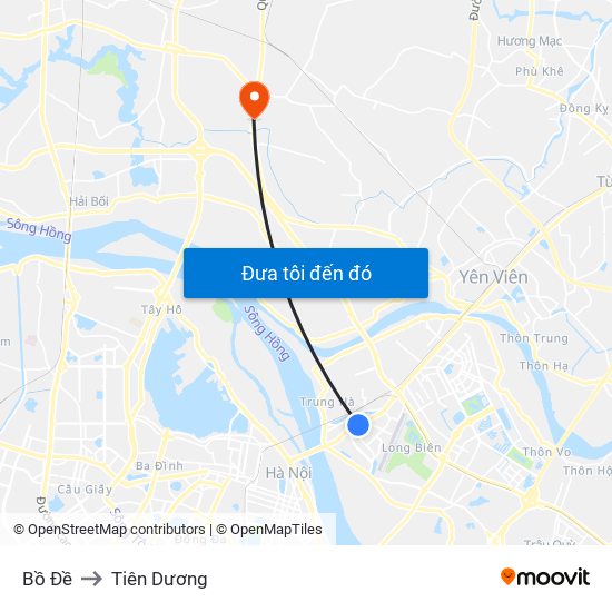 Bồ Đề to Tiên Dương map