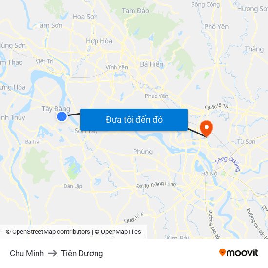 Chu Minh to Tiên Dương map