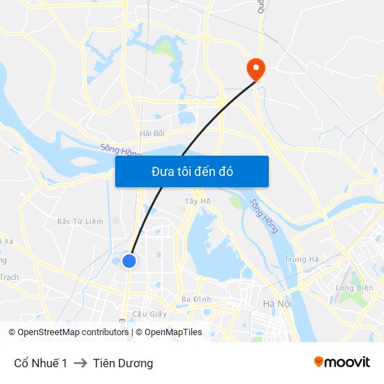 Cổ Nhuế 1 to Tiên Dương map