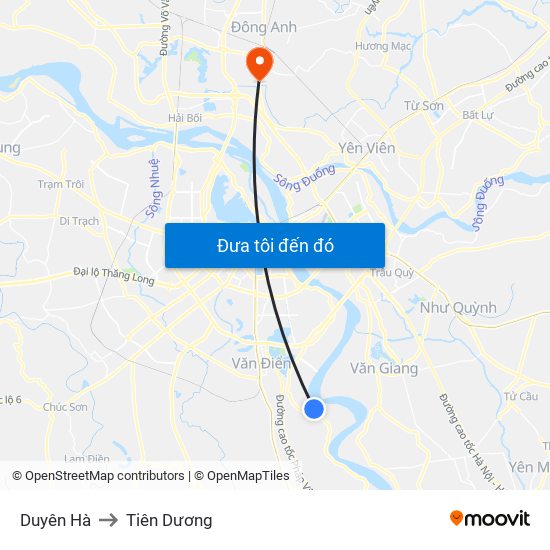 Duyên Hà to Tiên Dương map