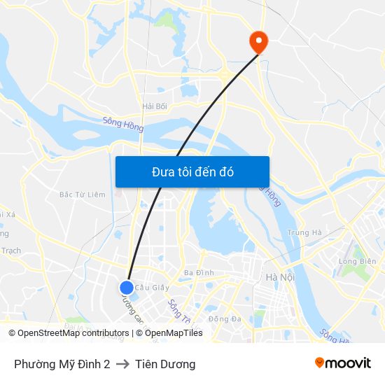 Phường Mỹ Đình 2 to Tiên Dương map