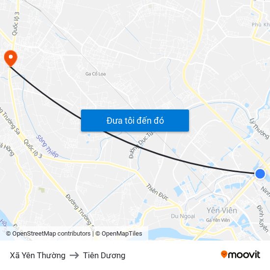 Xã Yên Thường to Tiên Dương map