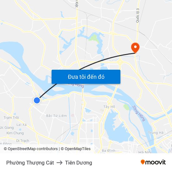 Phường Thượng Cát to Tiên Dương map