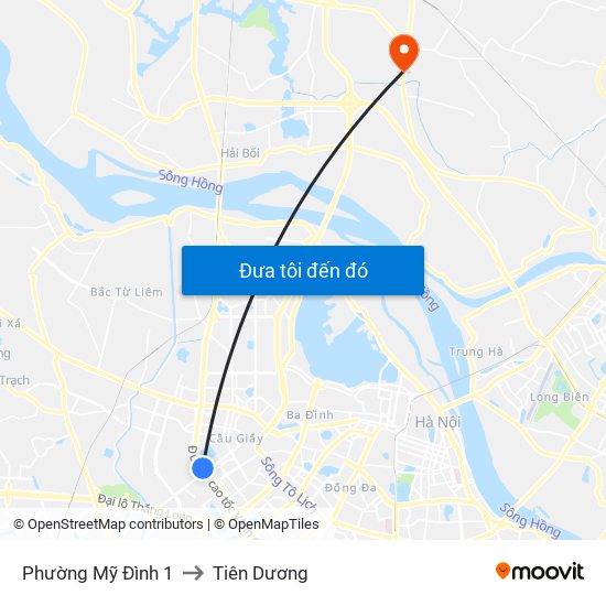 Phường Mỹ Đình 1 to Tiên Dương map