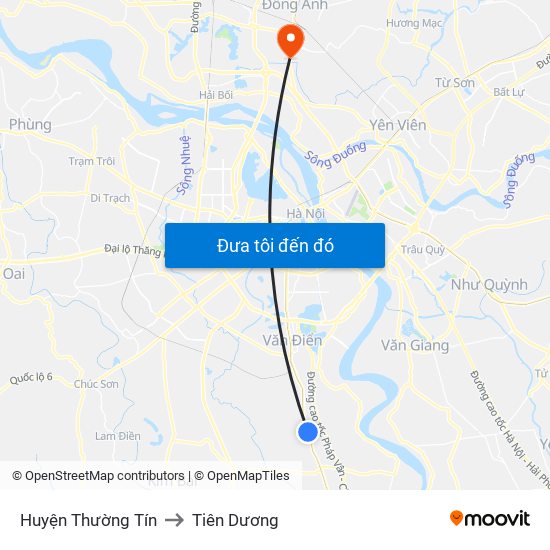 Huyện Thường Tín to Tiên Dương map