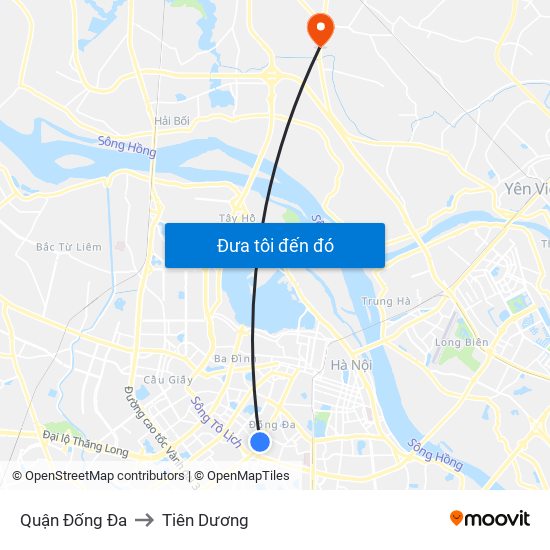 Quận Đống Đa to Tiên Dương map