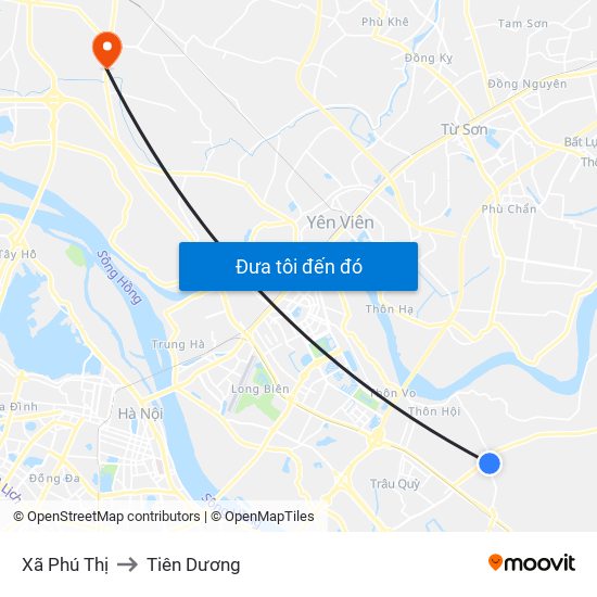 Xã Phú Thị to Tiên Dương map