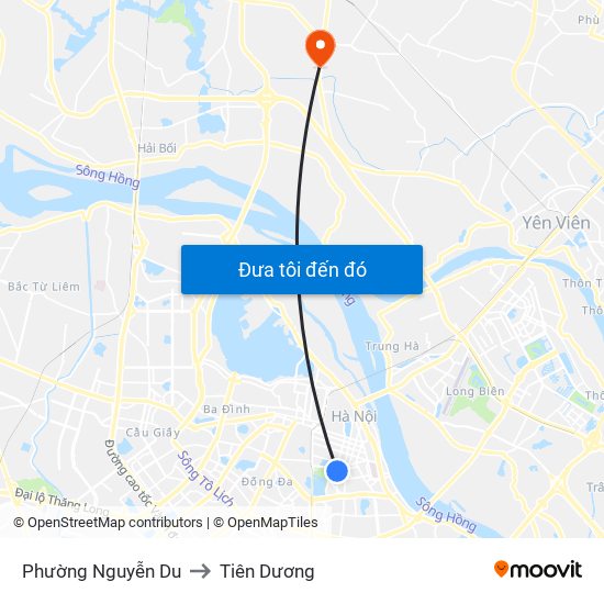 Phường Nguyễn Du to Tiên Dương map