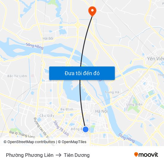 Phường Phương Liên to Tiên Dương map