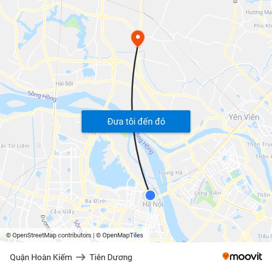 Quận Hoàn Kiếm to Tiên Dương map