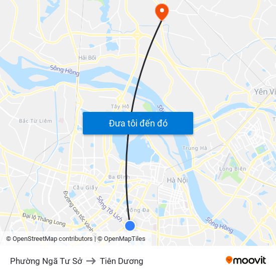 Phường Ngã Tư Sở to Tiên Dương map