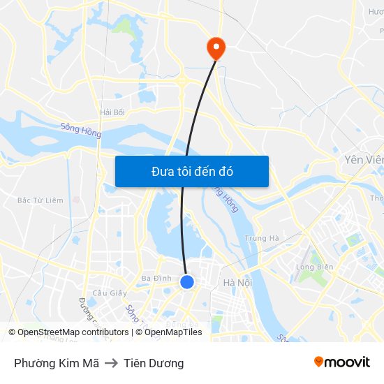 Phường Kim Mã to Tiên Dương map