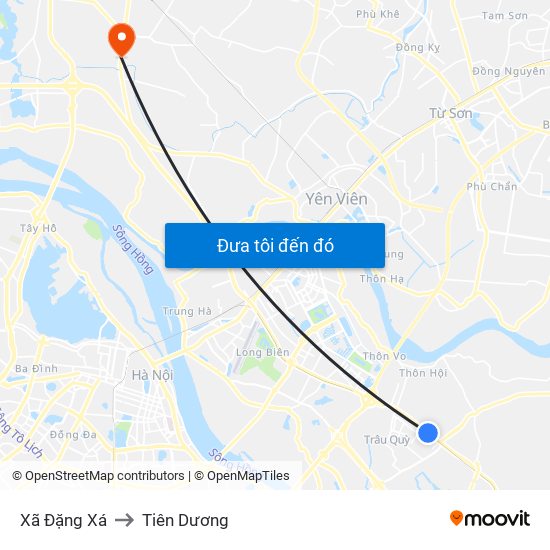 Xã Đặng Xá to Tiên Dương map